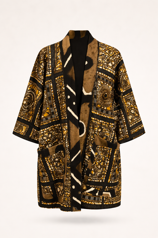 The Bogolanfini Kimono - Golden Mosaic