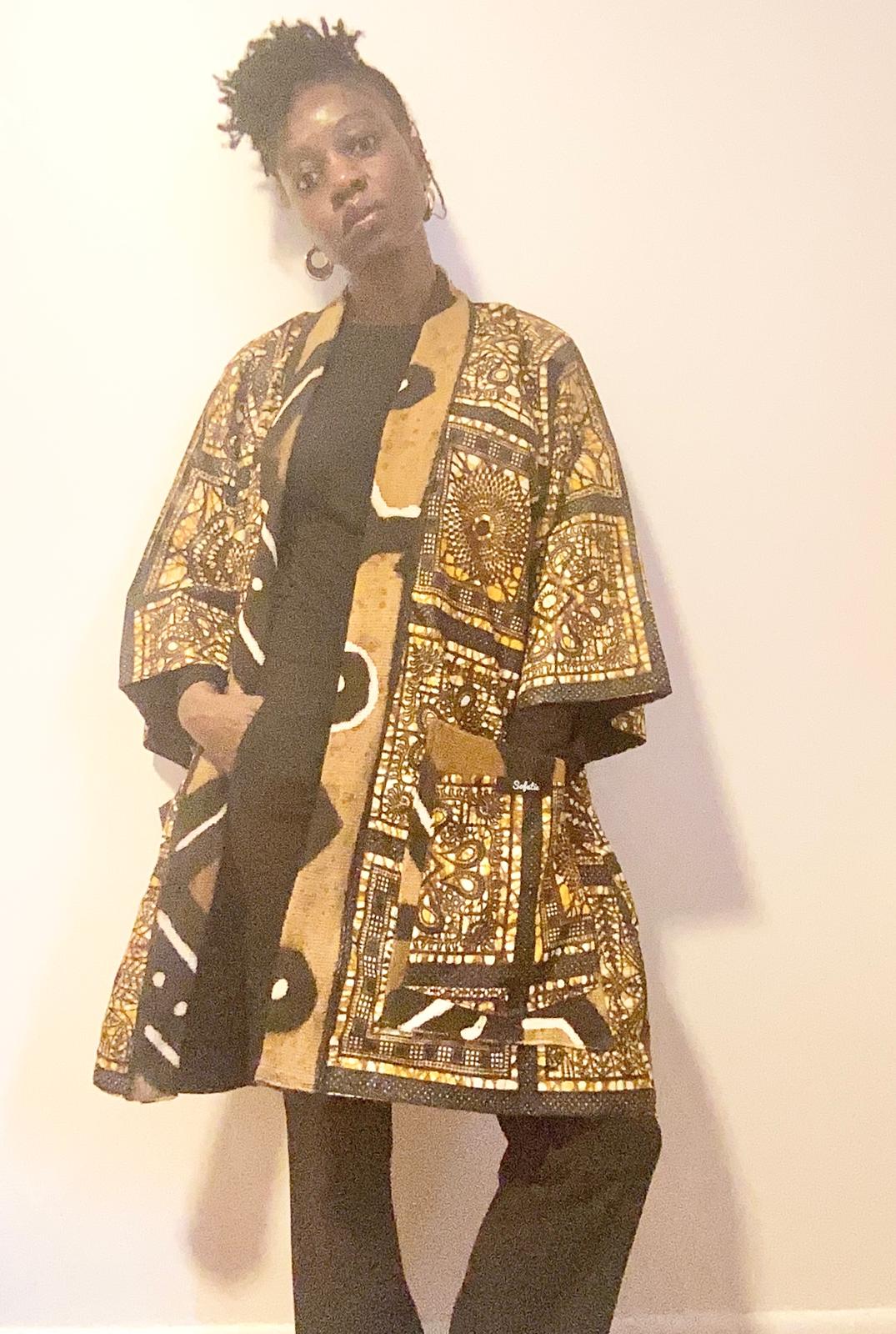 The Bogolanfini Kimono - Golden Mosaic